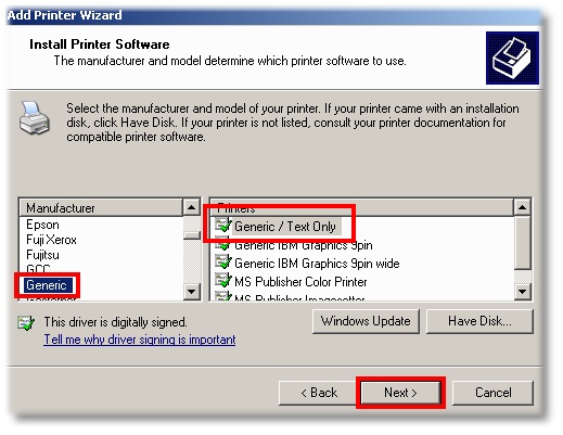 Generic / Text Only Driver