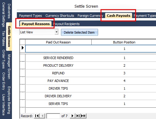 Cash Payout Reasons