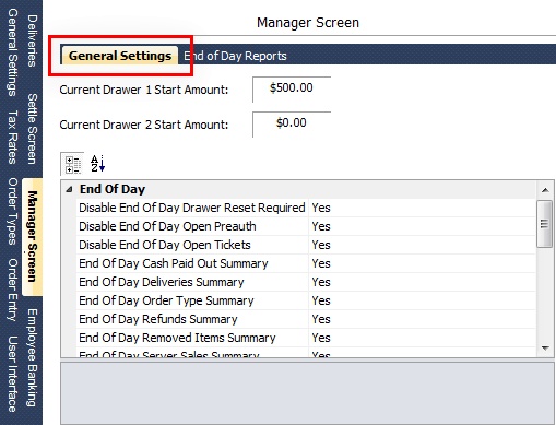 End of Day and Drawer Reset Preferences