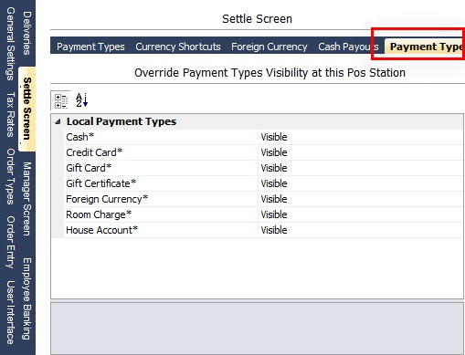 Override Payment Types