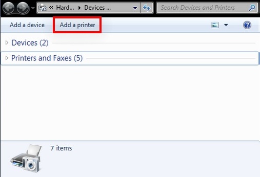 <br>
Click Add a Printer to start the Add Printer Wizard