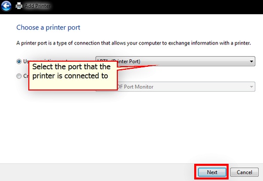<br>
Printer Port Selection