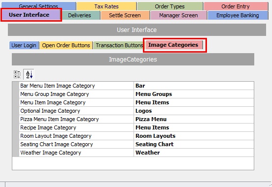 Image Categories Configuration