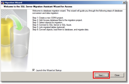 Migration Wizard Start Screen