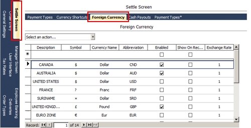 Back Office Foreign Currency Settings