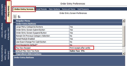Print Receipt at Order Settlement