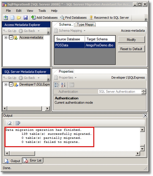 Review the output window for errors