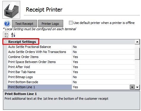 Additional Receipt Settings