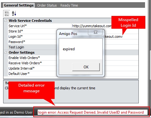 Incorrect Login Id Results in Error