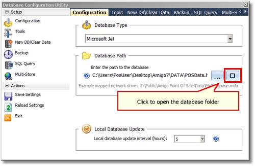 Database Configuration Screen