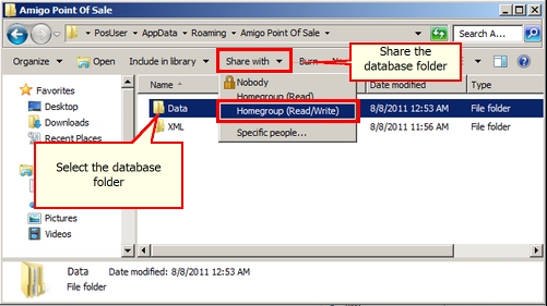 Share the Database Folder