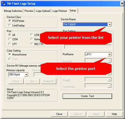 Setting the device properties