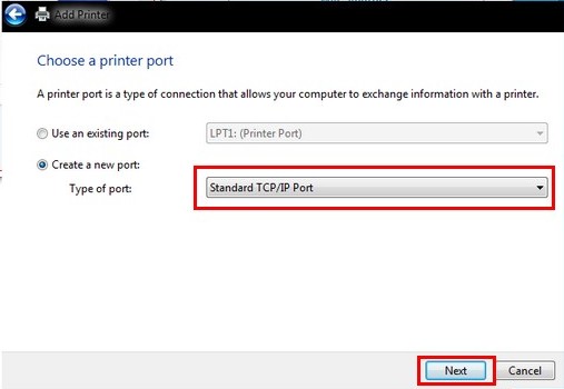 Create a new TCP/IP port