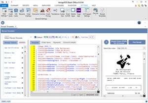 Receipt template editor