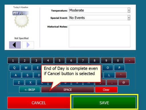 Entering business day information after the End Of Day is complete