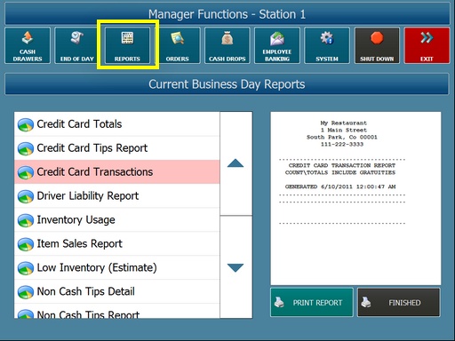 Current Business Day Reports