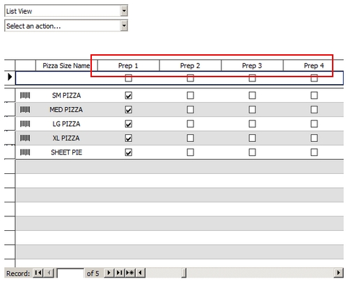Selecting the Prep Printer(s) for Pizza Sizes