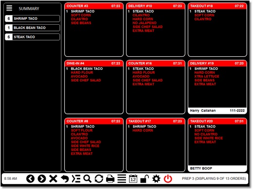 Example with 9 Visible Orders & Summary
