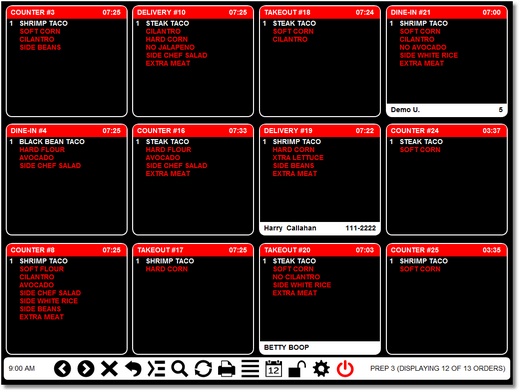 Remote Display with 12 Orders & No Summary